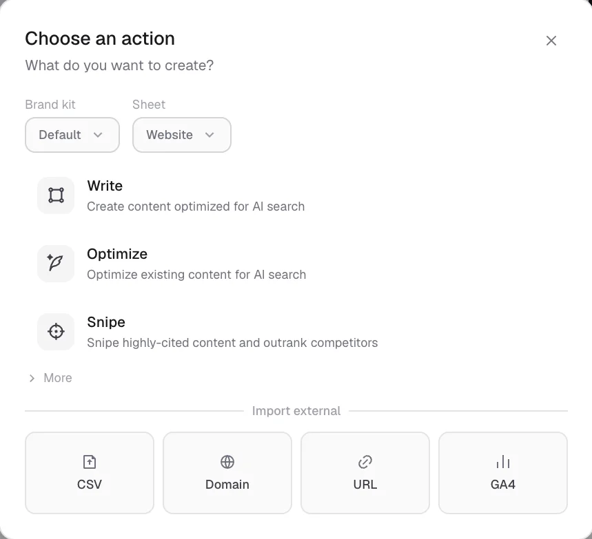 Content action picker